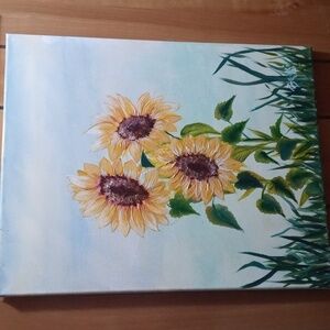 Sunflower love 16x20 original on stretched canvas by Becki